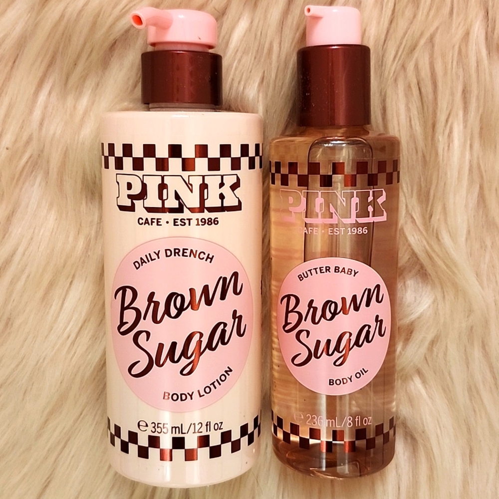Brand New PINK Victoria's Secret BROWN SUGAR BODY LOTION & OIL